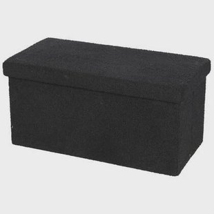 Urban Living poef|hocker|opbergbox - zwart - mdf - 76 x 38 x 38 cm
