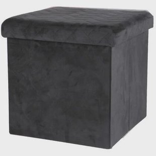 Urban Living poef|hocker|opbergbox - velvet zwart - mdf - 38 x 38 cm