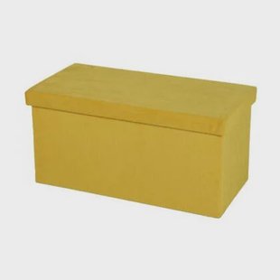 Urban Living poef|hocker|opbergbox - geel - mdf - 76 x 38 x 38 cm