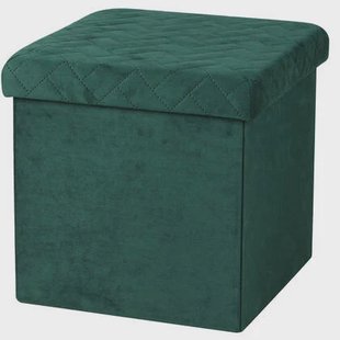 Urban Living poef|hocker|opbergbox - velvet donkergroen - mdf - 38 x 3