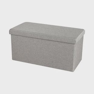 Urban Living poef|hocker|opbergbox - grijs - mdf - 76 x 38 x 38 cm