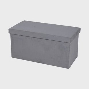 Urban Living poef|hocker|opbergbox - grijs - mdf - 76 x 38 x 38 cm