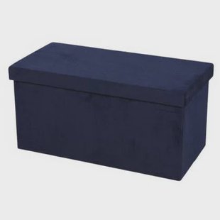 Urban Living poef|hocker|opbergbox - donkerblauw - mdf - 76 x 38 x 38