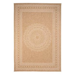 Tapeso Jute buitenkleed - Boho Mandala beige|wit - 140x200 cm