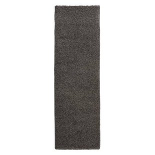 Tapeso Hoogpolige loper shaggy Trend effen - grijs - 80x250 cm