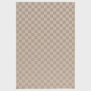 Tapeso Buitenkleed - Bask Check beige|zandkleur - 160x230 cm