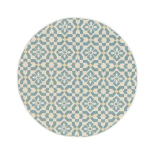 Tapeso Rond buitenkleed - Bubbly Tulip turquoise - 120 cm