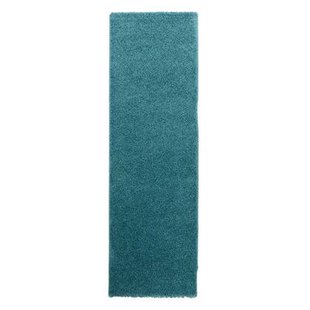 Tapeso Hoogpolige loper shaggy Trend effen - turquoise - 80x250 cm