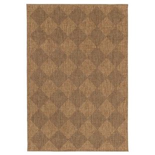 Tapeso Buitenkleed ruiten - Twill Parquet bruin|zwart - 160x230 cm