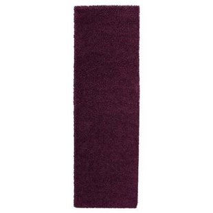 Tapeso Hoogpolige loper shaggy Trend effen - paars - 80x250 cm
