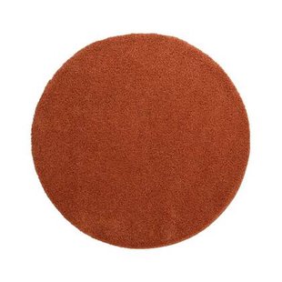 Tapeso Hoogpolig vloerkleed shaggy Trend effen rond - terracotta - 160