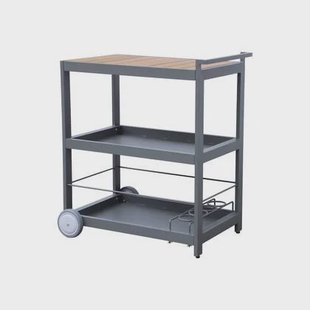 sweeek - Bijzettafel voor buiten, 84 cm van aluminium met wielen en