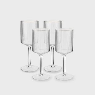 vtwonen Wijnglazen voor Witte Wijn - Glazen set van 4 - Gouden Rand