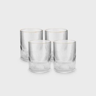 vtwonen Waterglazen set van 4 - 340ml - Gouden Rand