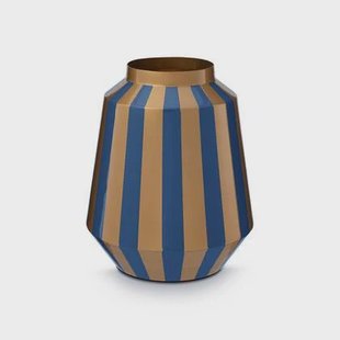 Pip Studio Vaas Stripes - van Metaal - Blauw| Goud - 24x29cm