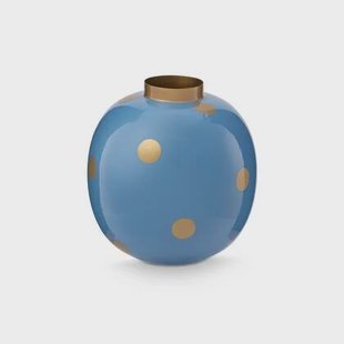 Pip Studio Vaas Dots - Bloemenvaas van Metaal - Blauw| Goud - 23cm