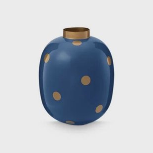 Pip Studio Vaas Dots - Bloemenvaas van Metaal - Navy| Goud - 32cm