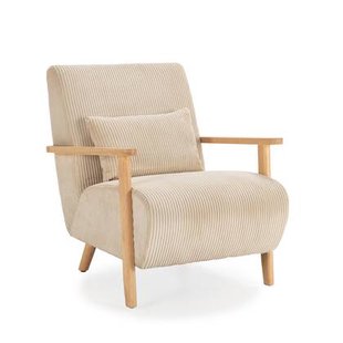 Calicosy - Fauteuil BONNIE - L70 cm - Houten poten - Beige | Eik