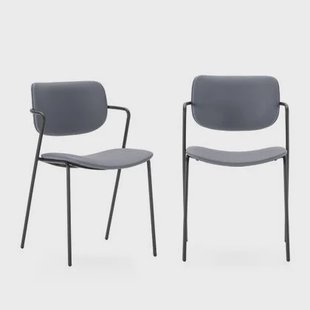 Calicosy - Set 2 stoelen MAIKA - L49 cm - Zwart metaal - Donkergrijs