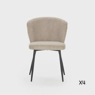 Calicosy - Set 4 stoelen MEGAN - L47 cm - Geribbelde fluweel - Beige