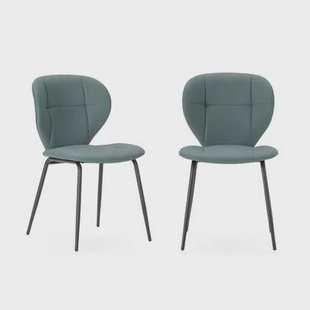 Calicosy - Set 2 stoelen MAURA - L50 cm - Zwart metaal - Groen
