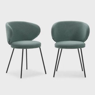 Calicosy - Set 2 stoelen RUSH - L60 cm - Stof & zwart metaal - Groen