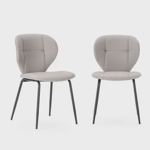 Calicosy - Set 2 stoelen MAURA - L50 cm - Zwart metaal - Beige