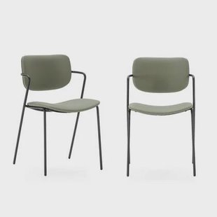 Calicosy - Set 2 stoelen MAIKA - L49 cm - Zwart metaal - Groen
