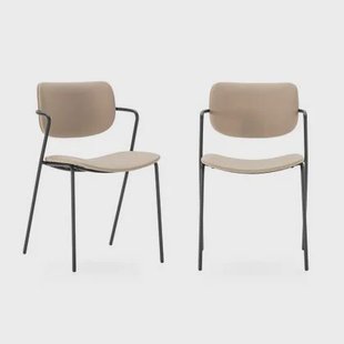 Calicosy - Set 2 stoelen MAIKA - L49 cm - Zwart metaal - Mol