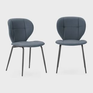Calicosy - Set 2 stoelen MAURA - L50 cm - Zwart metaal - Donkergrijs