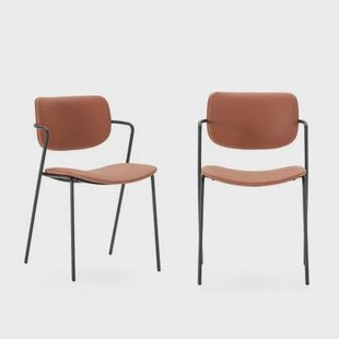 Calicosy - Set 2 stoelen MAIKA - L49 cm - Zwart metaal - Oranje