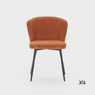 Calicosy - Set 4 stoelen MEGAN - L47 cm - Geribbelde fluweel - Oranje