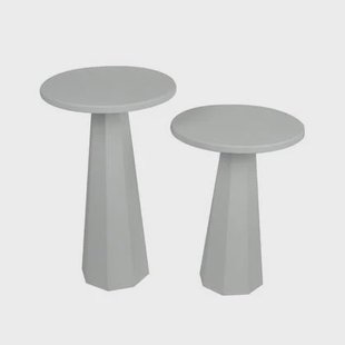 Calicosy - Set 2 ronde bijzettafels LILYUM - H47 | H57 cm - Wit