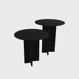 Calicosy - Set 2 ronde bijzettafels LEO - H45 | H55 cm - Zwart