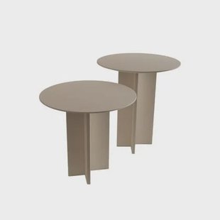 Calicosy - Set 2 ronde bijzettafels LEO - H45 | H55 cm - Beige