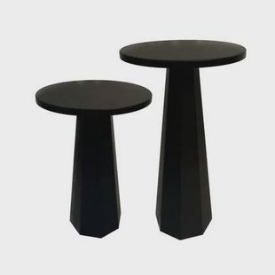 Calicosy - Set 2 ronde bijzettafels LILYUM - H47 | H57 cm - Zwart