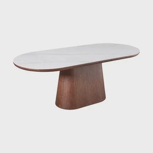 Giga Meubel - Eettafel Wit Keramiek|Walnoot - 200x90x77cm - Alba