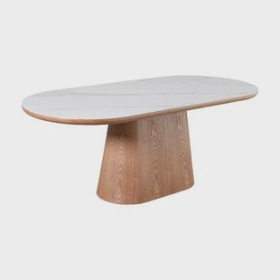 Giga Meubel - Eettafel Wit Keramiek|Naturel - 200x90x77cm - Alba