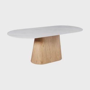 Giga Meubel - Eettafel Wit Keramiek|Naturel - 200x90x75cm - Madia
