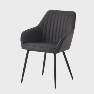 Giga Living - Eetkamerstoel Grijs PU Leer - Nolan Stripe - Set van 2