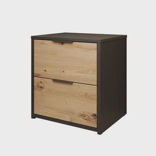 Meubella - Nachtkastje Augustus - Eiken - Zwart - 44 cm - Set van 2