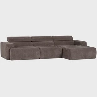 WOOOD Novi Chaise Longue Bank Rechts - Ribstof - Grijsbruin