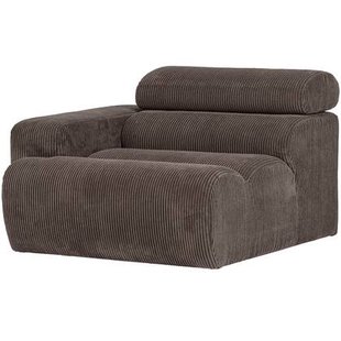 WOOOD Novi 1-Zits Element Bank Arm Rechts - Ribstof - Grijsbruin