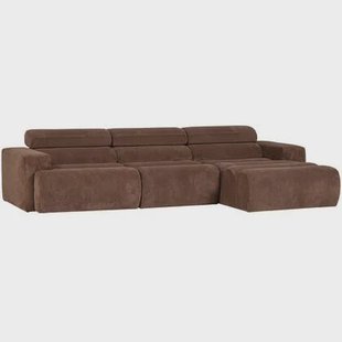 WOOOD Novi Chaise Longue Bank Rechts - Ribstof - Grijsbruin