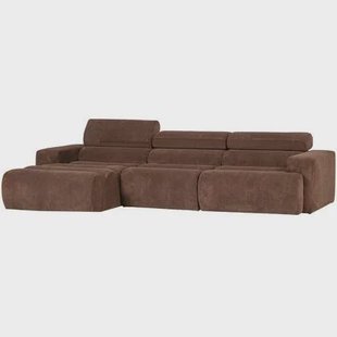 WOOOD Novi Chaise Longue Bank Links - Ribstof - Grijsbruin