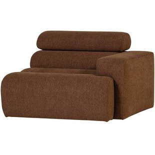 WOOOD Novi 1-Zits Element Bank Arm Rechts - Polyester - Mokkabruin