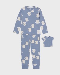 HEMA Kinderpyjama met poppenpyjama honden blauw (blauw)