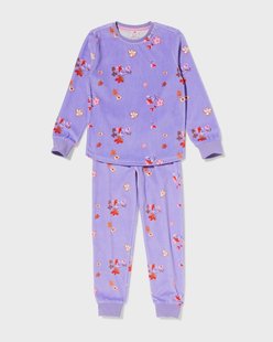 HEMA Kinderpyjama velours bloemen lila (lila)