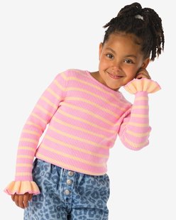 HEMA Kindertrui rib strepen roze (roze)