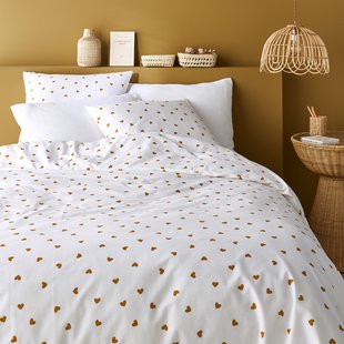 Bedset van 50% gerecycled katoenen met vierkant kussensloop Scacco caramel